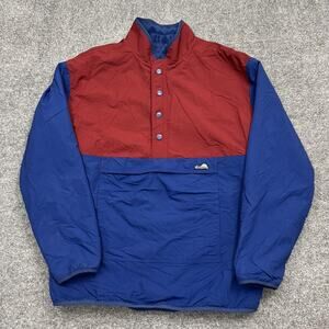 Chubbies Beach Club Jacket Mens Large Red Blue Reversible Fleece Pullover Anorak
